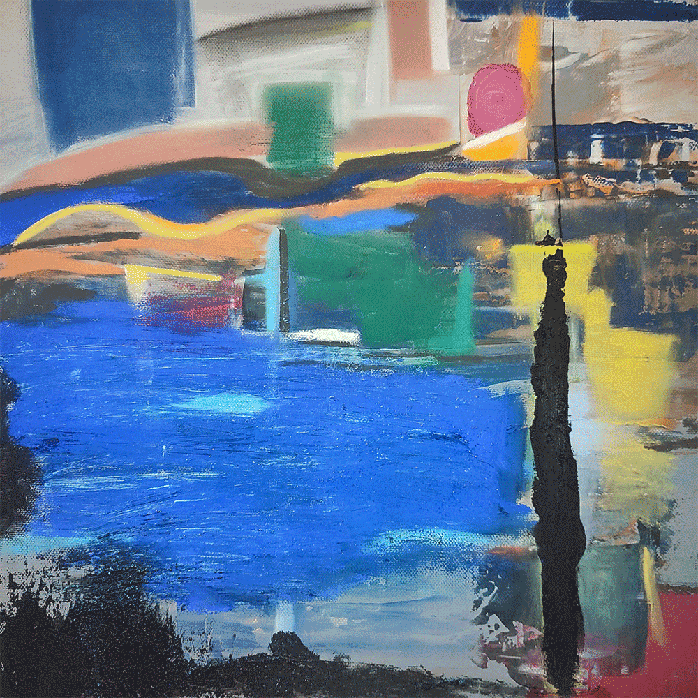 Tableau abstrait bleu